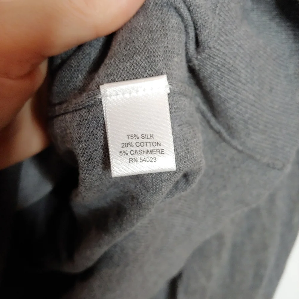 Banana Republic Argyle Pullover Sweater Gray Tan Cream Silk Cotton‎ Cashmere XL